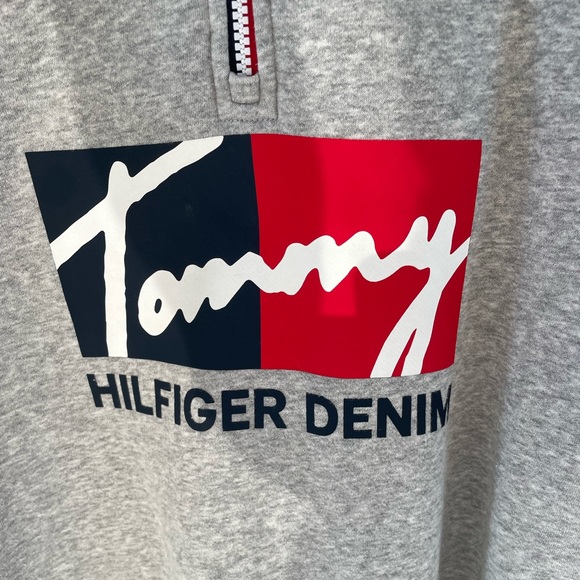 Tommy Hilfiger denim 3/4 zip heather grey - Picture 2 of 3